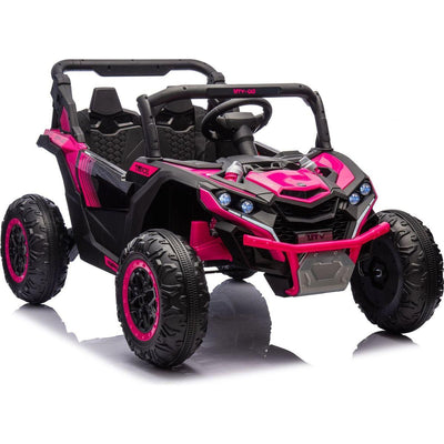 24V Two-Seater Kids Ride On UTV W/Parents Remote Control,Four-Wheel Suspension,Slow Start,Large wheel design,Anti-collision bar,Storage space,Music,USB,Bluetooth,Volume control,LED lights for Kids 3+.