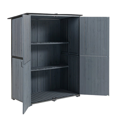 Outdoor Storage Cabinet 55.1'L X 29.1'W X 68.9'H, Garden Shed Tool Shed with Metal Frame Structure for Backyard Garden Patio Lawn (Blue Gray)