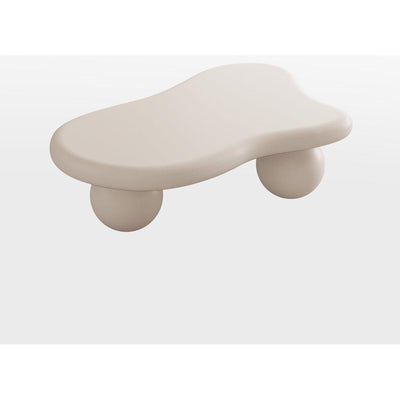 40 Inch Cloud Shaped Coffee Table with 3 Ball Legs for Living Room, Cream White
