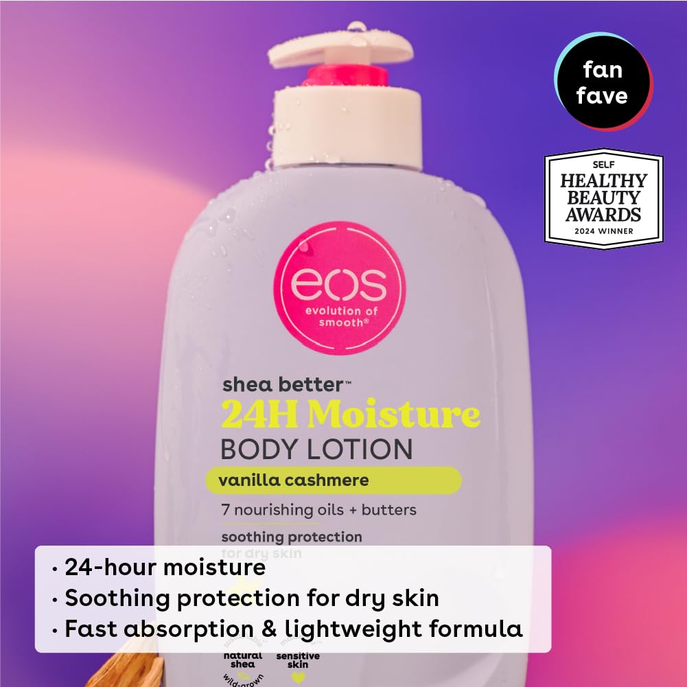 eos Shea Better Body Lotion- Crème de Pistachio, 24-Hour Moisture Skin Care, Lightweight & Non-Greasy, Made with Natural Shea, Vegan, 16 fl oz