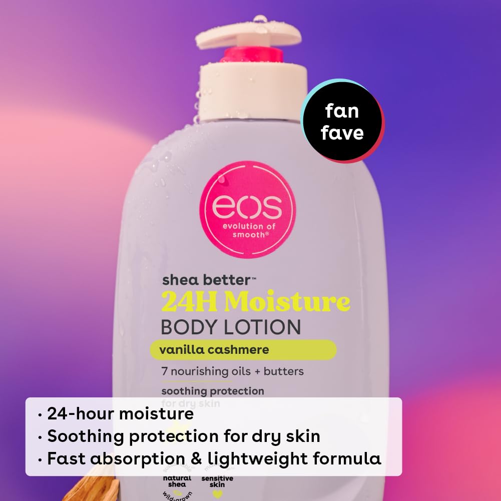 eos Shea Better Body Lotion- Crème de Pistachio, 24-Hour Moisture Skin Care, Lightweight & Non-Greasy, Made with Natural Shea, Vegan, 16 fl oz