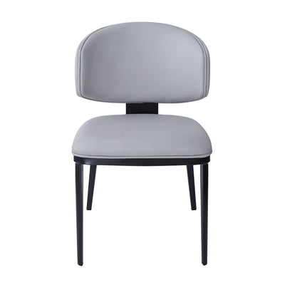 7-Piece Modern Dining Set with Wood, Faux Leather, and Metal Frame Gray+Black+Natural Finish