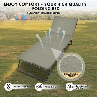 Folding Camping Cot for Adults,  5-Angle Adjustable Camping Cot Heavy Duty Outdoor Bed with Carry Bag,1200 D Layer Oxford Travel Camp Cots