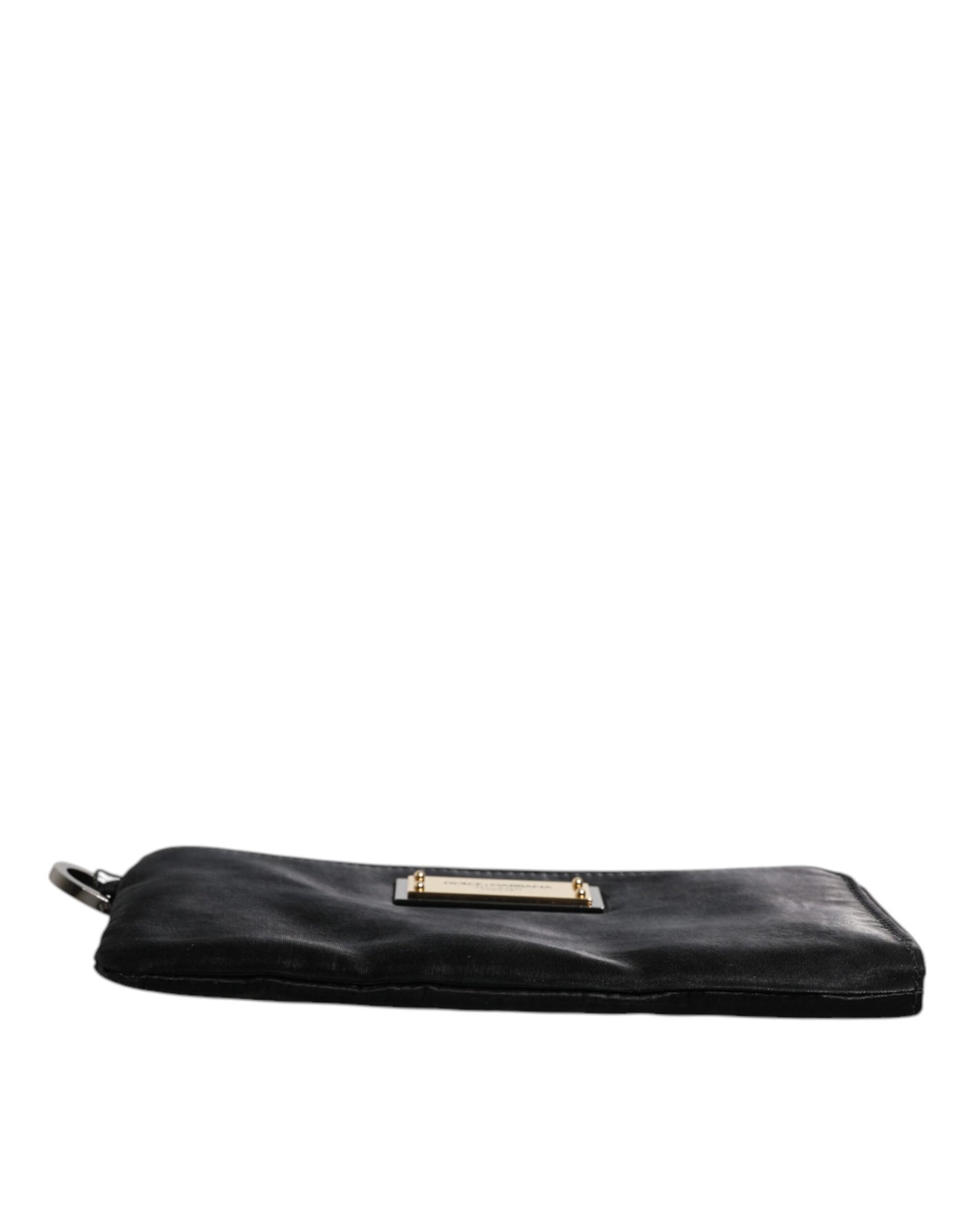 Dolce & Gabbana Black Nylon Logo Plaque Keyring Pouch Clutch Bag