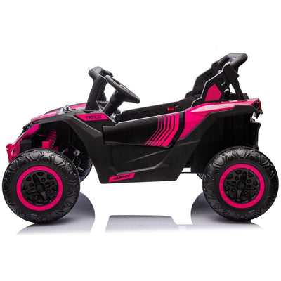 24V Two-Seater Kids Ride On UTV W/Parents Remote Control,Four-Wheel Suspension,Slow Start,Large wheel design,Anti-collision bar,Storage space,Music,USB,Bluetooth,Volume control,LED lights for Kids 3+.