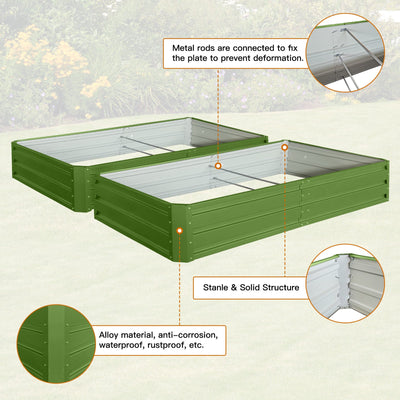 6 x 3 x 1 ft (2 pack) Metal Garden Bed,Outdoor Planter Box Metal Patio Kit Planting Bed for Vegetables Flowers Herb,Green