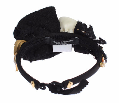 Dolce & Gabbana Diadem Headband Tiara White Rose Crystal Hair Gold