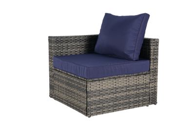 8 Piece Outdoor Patio Sofa Set, Sectional L- Shaped Patio Furniture Wicker Patio Conversation Set with Curved Sofa  Ottoman & Glass Top Table for Backyard Poolside