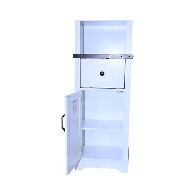 Narrow cabinet,Bathroom Storage Cabinet, Farmhouse Storage Cabinet with Adjustable Shelves & Storage Drawer, Tall Linen Tower for Bathroom, Living Room, White with black walnut color (top)