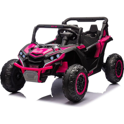 24V Two-Seater Kids Ride On UTV W/Parents Remote Control,Four-Wheel Suspension,Slow Start,Large wheel design,Anti-collision bar,Storage space,Music,USB,Bluetooth,Volume control,LED lights for Kids 3+.