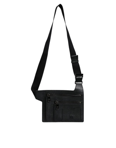 Dolce & Gabbana Black Calfskin Leather Messenger Crossbody Bag