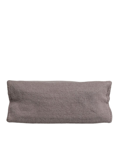Dolce & Gabbana Grey Alpaca Wool Logo Plaque Tote Shoulder Bag