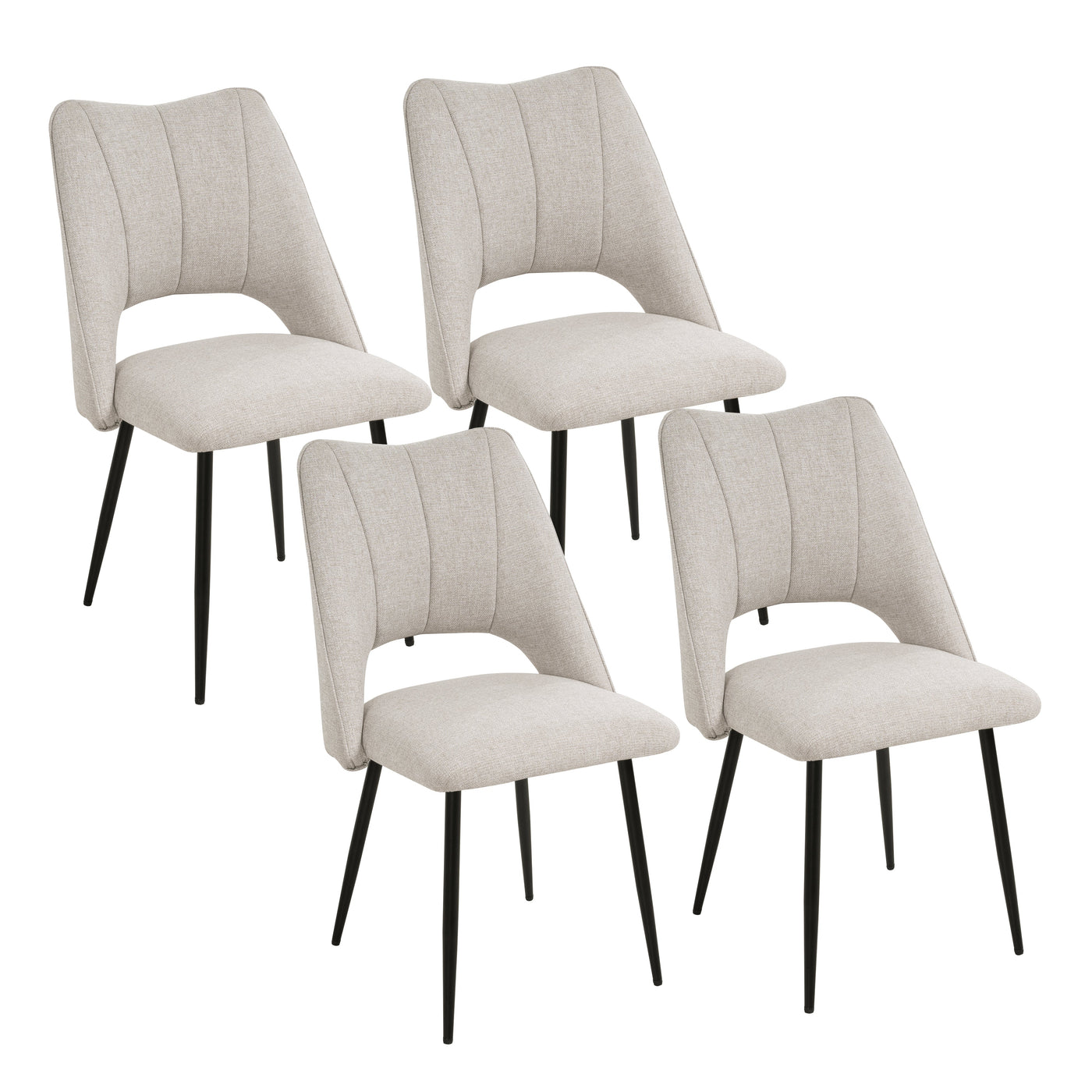 5-Piece Dining Table and Chair Set, Including 4 Beige Chairs and a Retractable Dining Table in White, Suitable For 4 to 6 People's Dining Tables, Suitable for Kitchens and Living Rooms