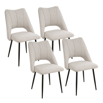 5-Piece Dining Table and Chair Set, Including 4 Beige Chairs and a Retractable Dining Table in White, Suitable For 4 to 6 People's Dining Tables, Suitable for Kitchens and Living Rooms