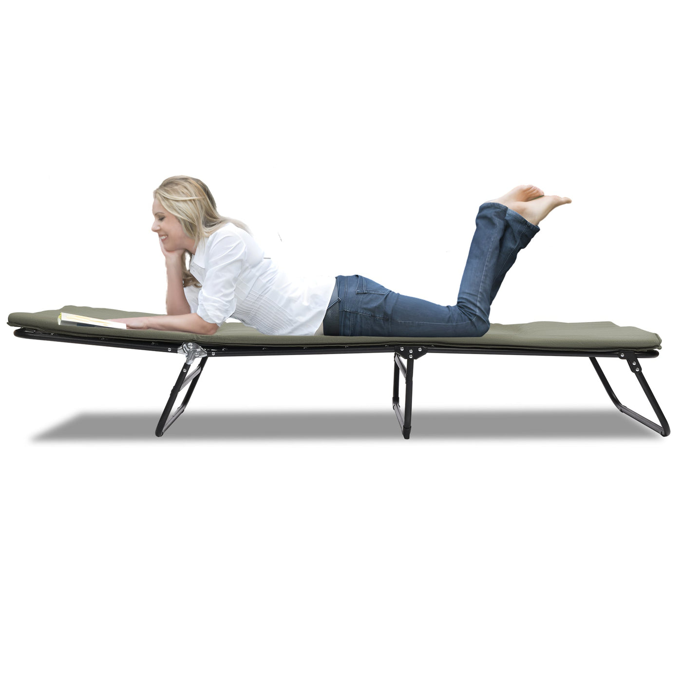 Folding Camping Cot for Adults,  5-Angle Adjustable Camping Cot Heavy Duty Outdoor Bed with Carry Bag,1200 D Layer Oxford Travel Camp Cots