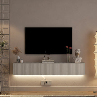Floating TV Stand Wall Mounted with 16 Color LEDs,69' Modern TV Stand, Floating TV Cabinet Entertainment Center for 55 60 65 Inch TV,
