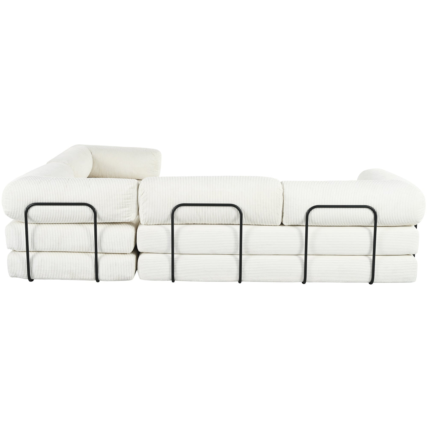 U_Style L-Shaped Modular Sofa Bed in Corduroy Fabric, Ideal for Living Rooms and Apartments