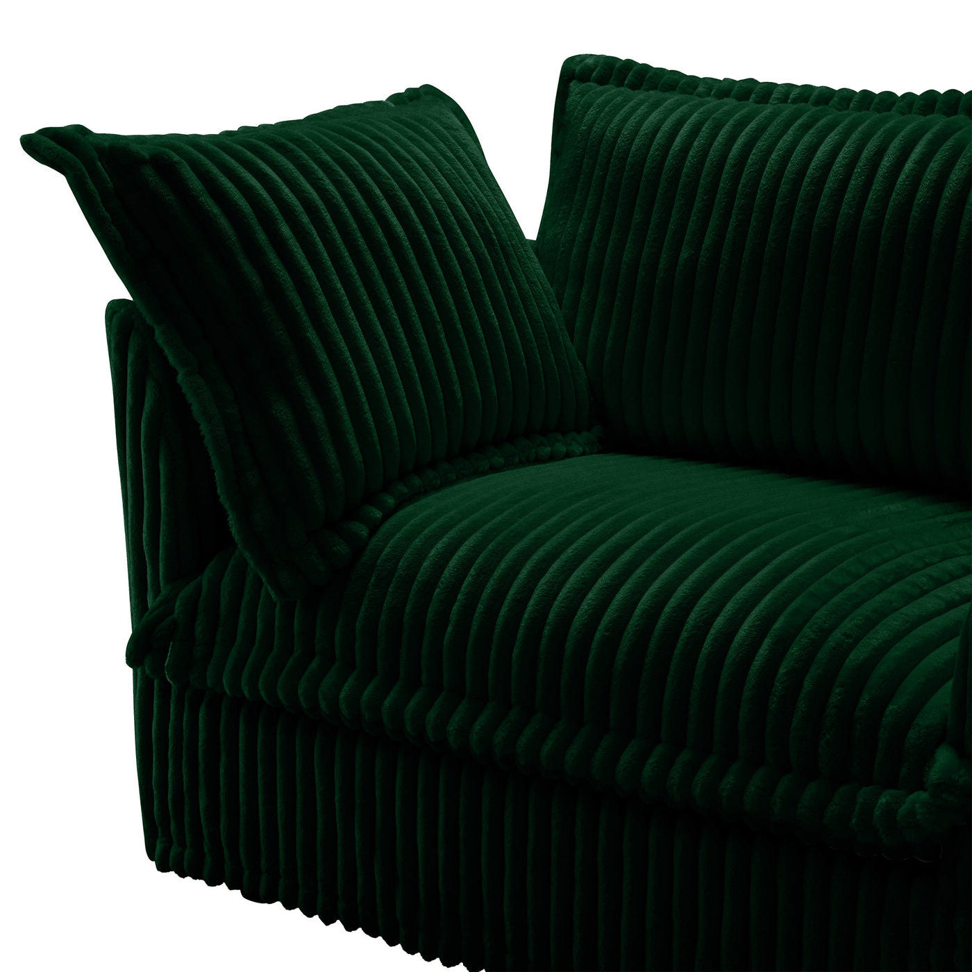 Slipcovered U Shape Sectional Wide and Deep Seat Sofa Couch, 4 Seater Sofa with French Edges Design Multiple Big Pillows, Soft Deep Seat Comfy Cloud Couch for Living Room, Apartment, Green Corduroy