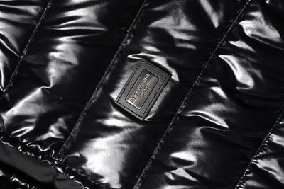 Dolce & Gabbana Black Logo Plaque Full Zip Puffer Jacket