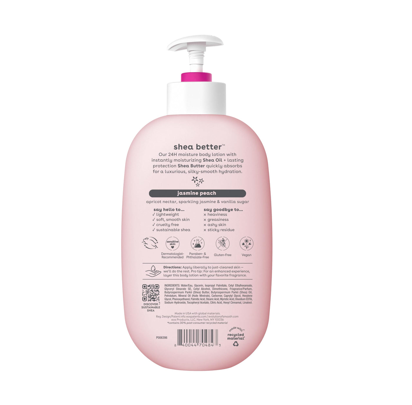 eos Shea Better Body Lotion- Crème de Pistachio, 24-Hour Moisture Skin Care, Lightweight & Non-Greasy, Made with Natural Shea, Vegan, 16 fl oz