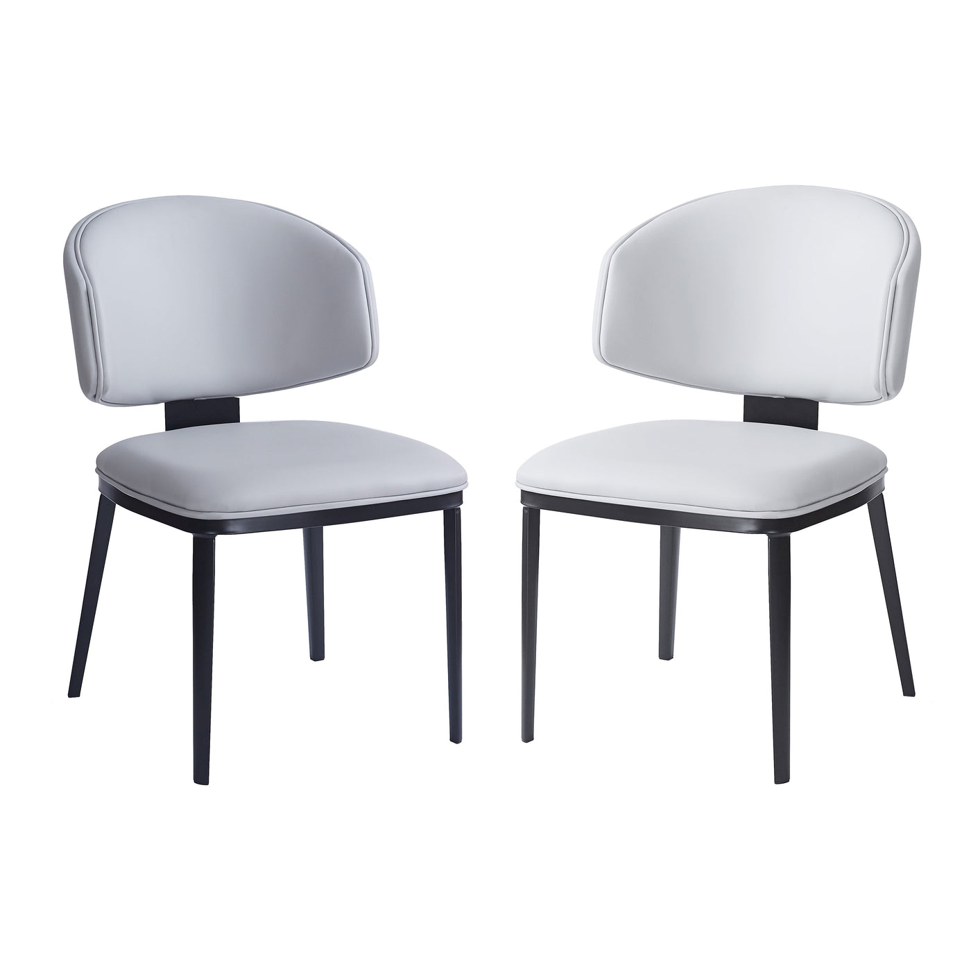 7-Piece Modern Dining Set with Wood, Faux Leather, and Metal Frame Gray+Black+Natural Finish