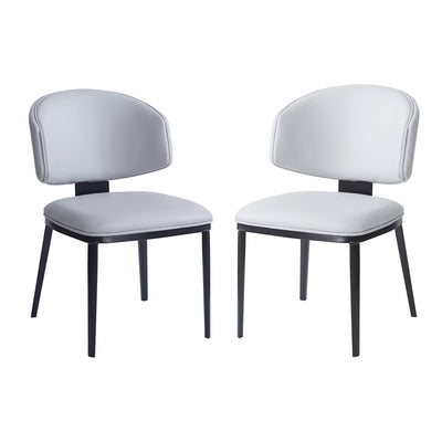 7-Piece Modern Dining Set with Wood, Faux Leather, and Metal Frame Gray+Black+Natural Finish