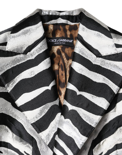 Dolce & Gabbana Black White Polyester Women Blazer Jacket