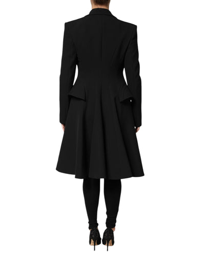 Les Hommes Black Polyester Single Breasted Trench Coat Jacket