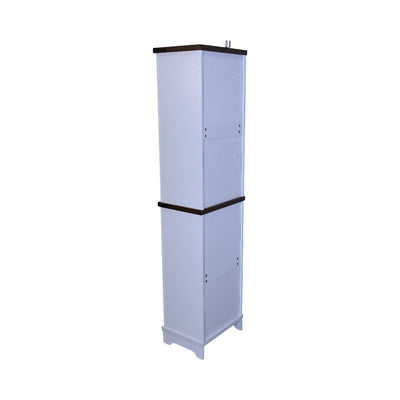 Narrow cabinet,Bathroom Storage Cabinet, Farmhouse Storage Cabinet with Adjustable Shelves & Storage Drawer, Tall Linen Tower for Bathroom, Living Room, White with black walnut color (top)