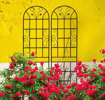 2 Pack Metal Garden Trellis 86.7' x 19.7' Rustproof Trellis for Climbing Plants Outdoor Flower Support Black