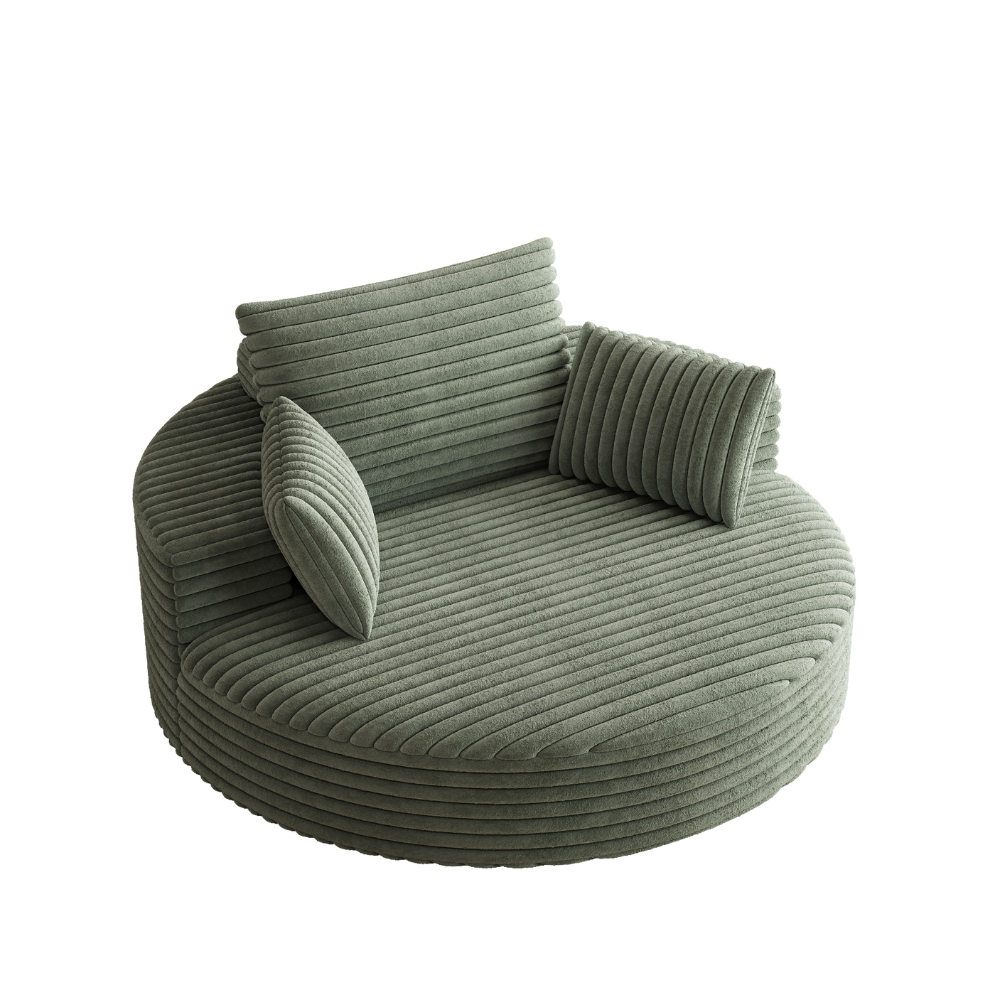 55''L Corduroy Chenille Foam Single Swivel Chair, Fluffy Modern Sleeper, 360 Degree Swivel Chair for Living Room, Bedroom, Lounge and Projection Room