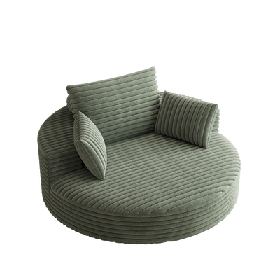 55''L Corduroy Chenille Foam Single Swivel Chair, Fluffy Modern Sleeper, 360 Degree Swivel Chair for Living Room, Bedroom, Lounge and Projection Room