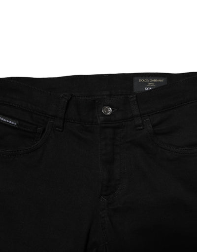 Dolce & Gabbana Black Cotton Stretch Skinny Men Denim Jeans