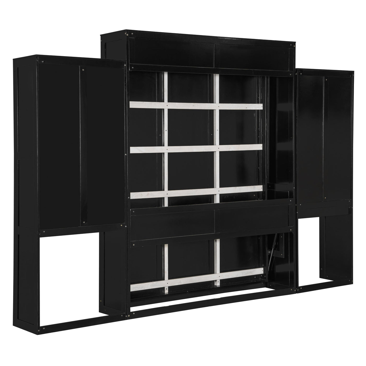 Queen Size Murphy Bed with Desk, Vanity and Cabinets, Espresso