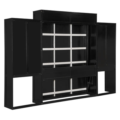 Queen Size Murphy Bed with Desk, Vanity and Cabinets, Espresso