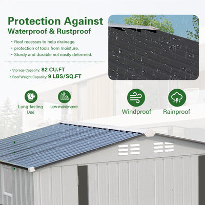 6X3.5FT Metal Storage Shed,Tool Shed with Pitched Roof Watertight with Positive Window and Lockable Door Compact Tool Shed for Garden, Backyard,Patio,Sundries and Bike Storage, White+Gray
