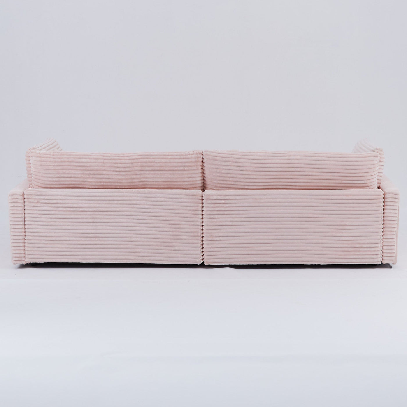 Elegant Pink Corduroy Sofa with Throw Pillows and Backrests for Living Room Leisure