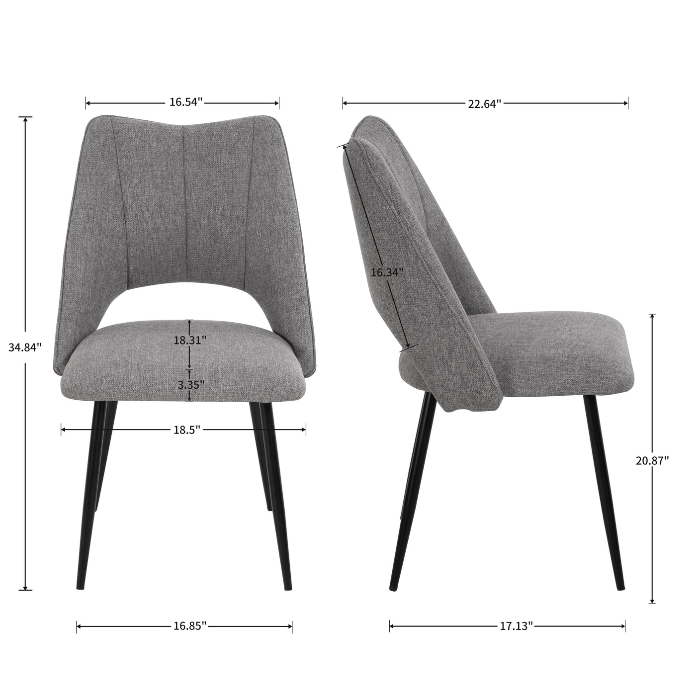 4-Chair Set Combination, Modern and Simple, With High Resilience Filling, Metal Legs, Adjustable Feet, Suitable For Kitchens and Dining Rooms,(Grey)