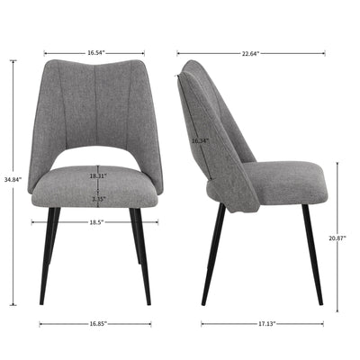 4-Chair Set Combination, Modern and Simple, With High Resilience Filling, Metal Legs, Adjustable Feet, Suitable For Kitchens and Dining Rooms,(Grey)