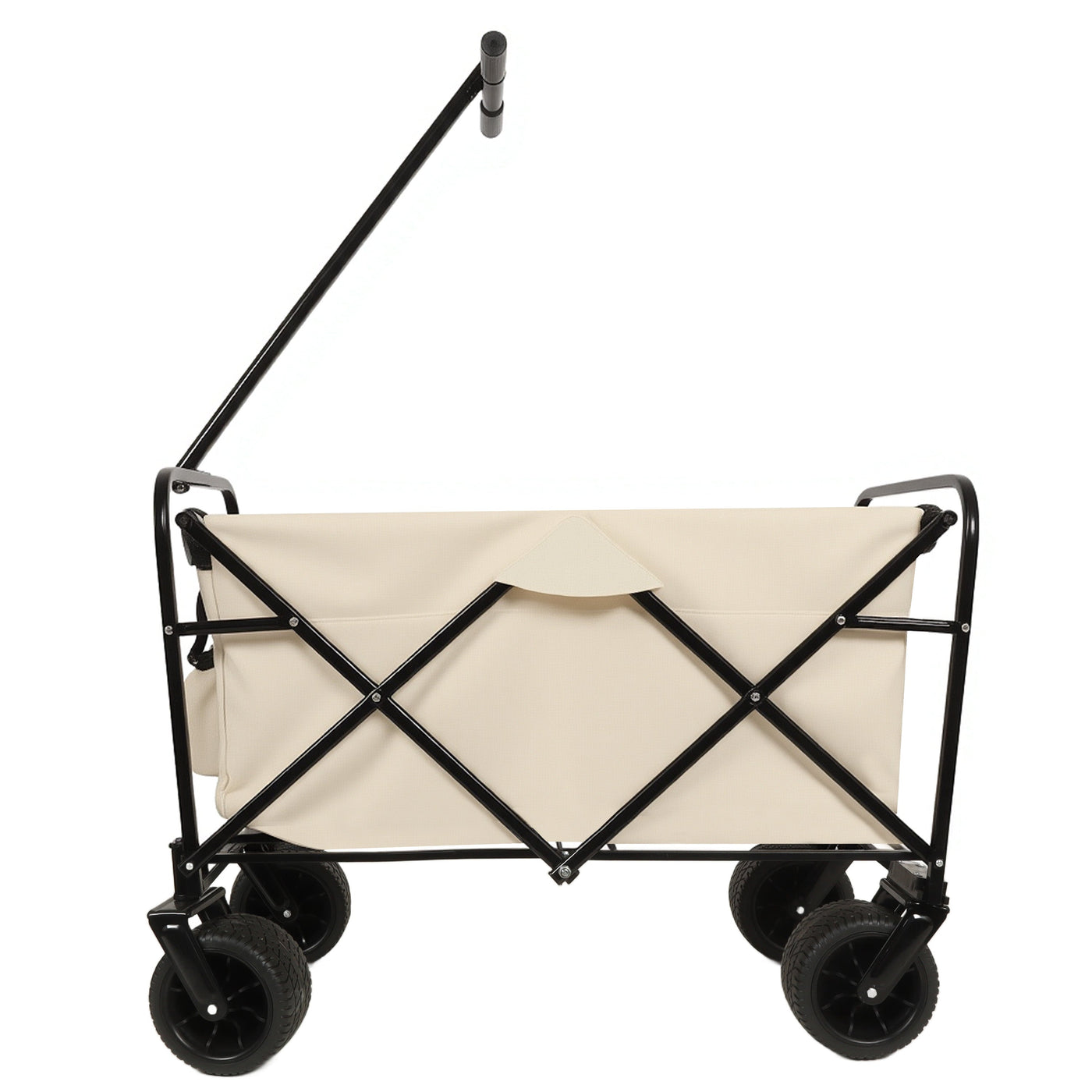360° Rotating Rear Wheel Heavy-Duty Folding Wagon – Multi-Use Garden Cart with All-Terrain Wheels, Design for Camping, Beach, Picnic & Outdoor, Beige