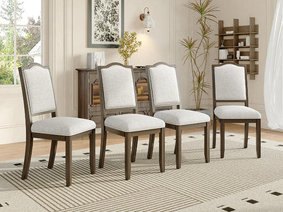 Farmhouse Dining Chairs Set of 4, Upholstered Dining Chairs with High Back, Modern Seating for Kitchen, Bedroom & Living Room(Beige+Brown)