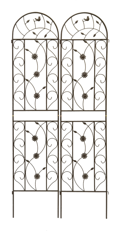 2 Pack Metal Garden Trellis 86.7' x 19.7' Rustproof Trellis for Climbing Plants Outdoor Flower Support Brown