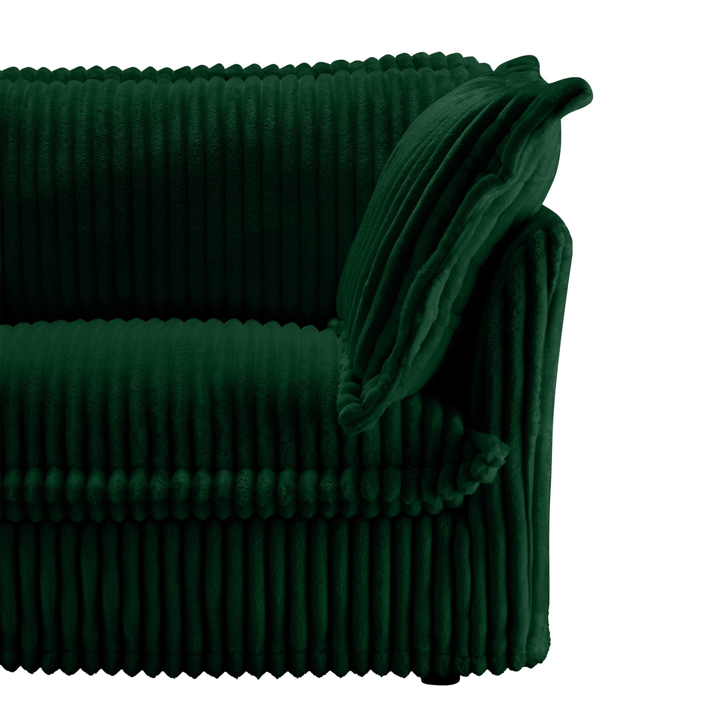 Slipcovered U Shape Sectional Wide and Deep Seat Sofa Couch, 4 Seater Sofa with French Edges Design Multiple Big Pillows, Soft Deep Seat Comfy Cloud Couch for Living Room, Apartment, Green Corduroy