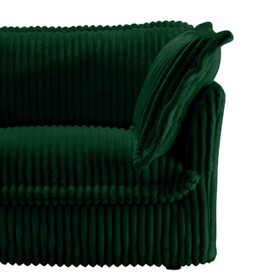 Slipcovered U Shape Sectional Wide and Deep Seat Sofa Couch, 4 Seater Sofa with French Edges Design Multiple Big Pillows, Soft Deep Seat Comfy Cloud Couch for Living Room, Apartment, Green Corduroy