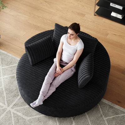 55''L Corduroy Chenille Foam Single Swivel Chair, Fluffy Modern Sleeper, 360 Degree Swivel Chair for Living Room, Bedroom, Lounge and Projection Room