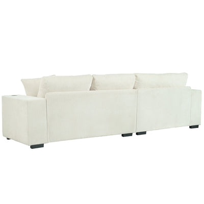 Mirod Large Sectional Sofa with Thick Cushions, and Built-in Cup Holders & Charging Ports