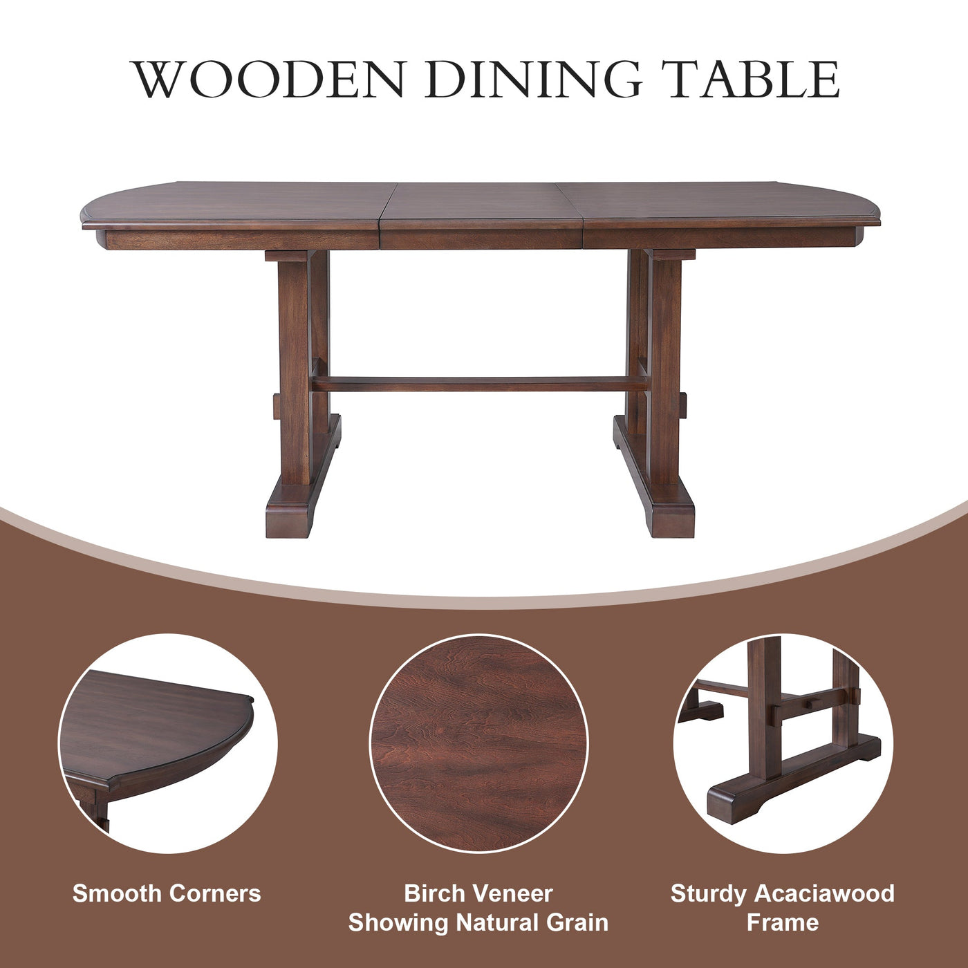 6-Piece Extendable Dining Table Set, 60–78 in. Wood Table with Removable Leaf, 4 Upholstered Chairs and Bench, Cherry Finish