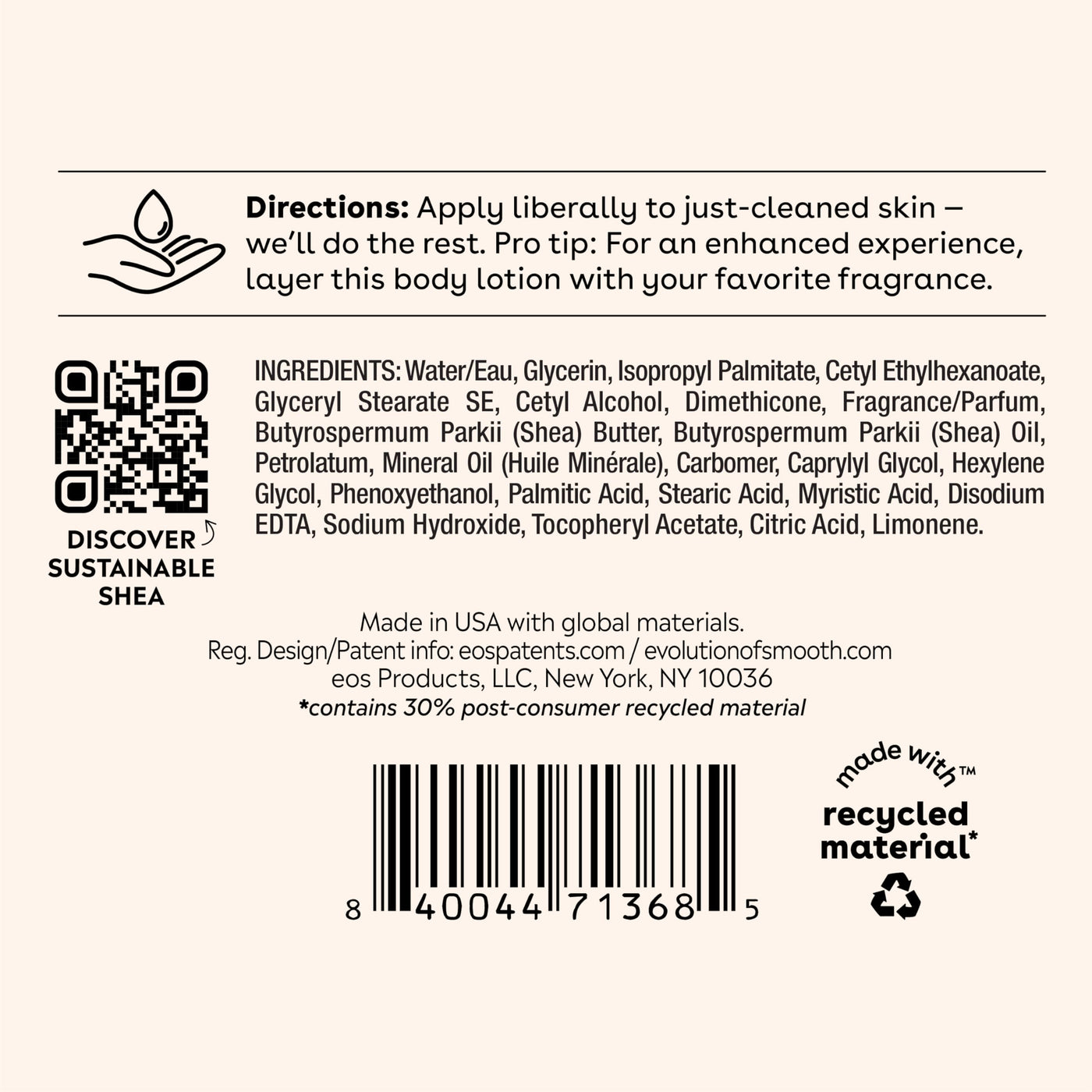 eos Shea Better Body Lotion- Crème de Pistachio, 24-Hour Moisture Skin Care, Lightweight & Non-Greasy, Made with Natural Shea, Vegan, 16 fl oz