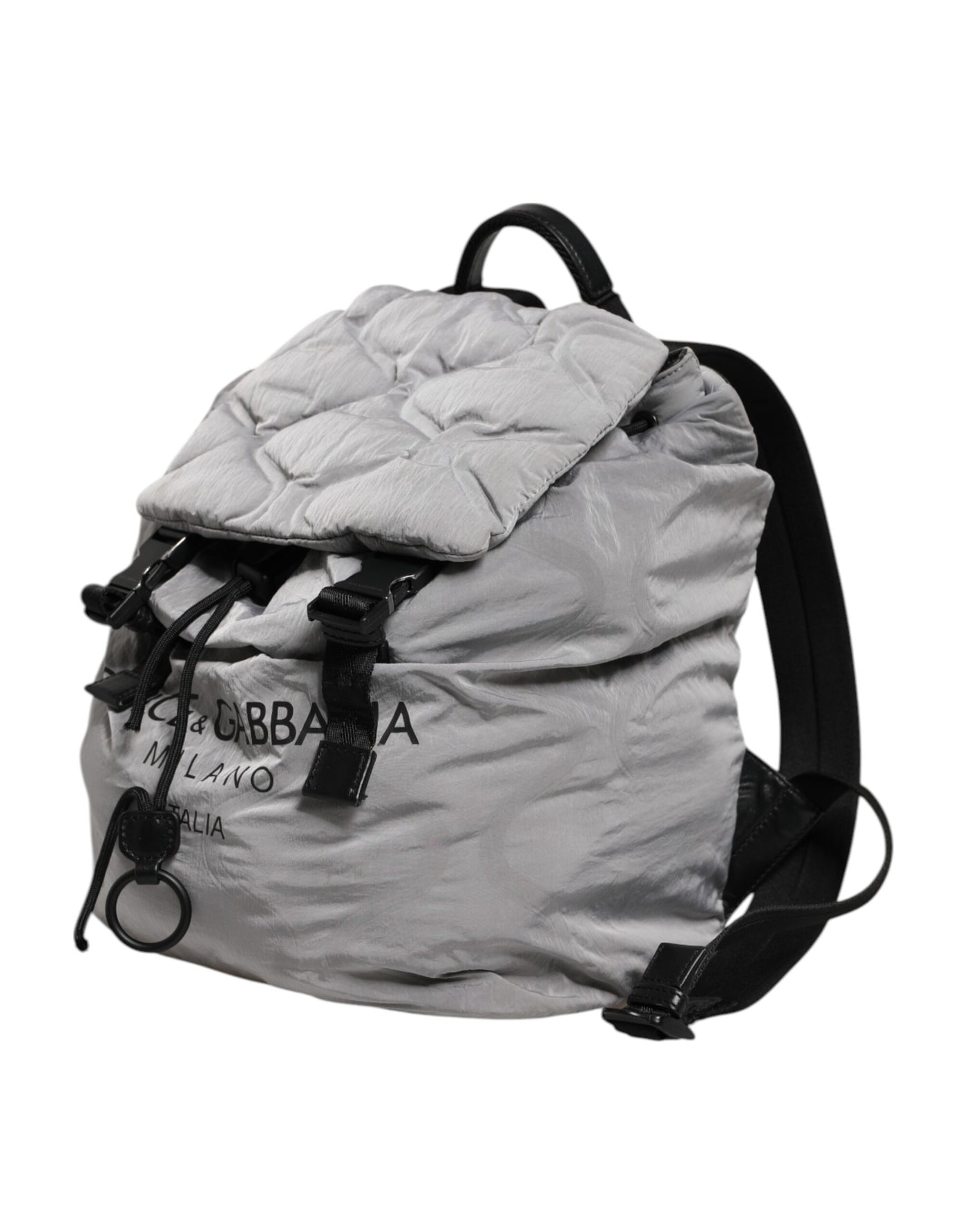 Dolce & Gabbana Gray Milano Print Drawstring Travel Backpack Bag