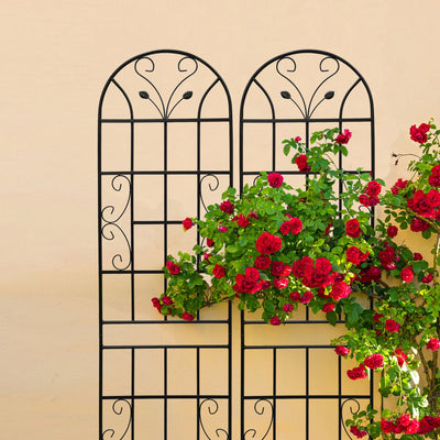 2 Pack Metal Garden Trellis 86.7' x 19.7' Rustproof Trellis for Climbing Plants Outdoor Flower Support Black